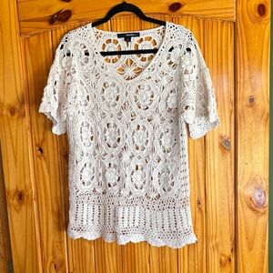 Denim 24/7 Ivory Crochet Blouse